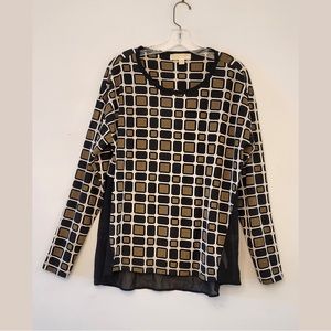 Michael Kors Beautiful olive green black,white square and shear size large top